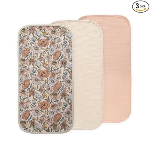 mushie Water Repellent Changing Pad Liners | Cotton (Retro Flowers Combo)