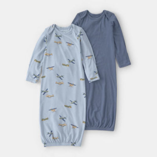 Carter's Purelysoft Baby Boys Round Neck Long Sleeve 2-pc. Nightgown