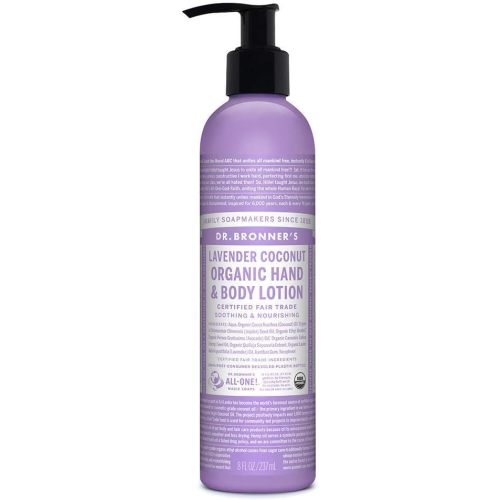 Dr. Bronner's Organic Lotion (Lavender Coconut, 8 Ounce) - Organic Moisturizer for Hands, Face & Body- Vegan, Non-GMO