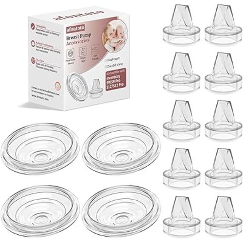 14Pack Breast Pump Parts Compatible with momcozy S9 Pro/S12 Pro/S9/S12 Wearable Breastpump, 10Pack Duckbill Valve & 4Pack Silicone Diaphragm Breast Pump Replacement Parts Breastfeeding Essentials Kit