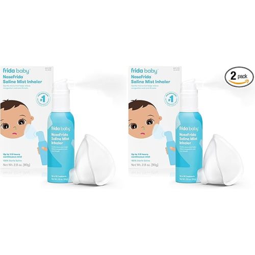 Frida Baby NoseFrida Saline Mist Nasal Inhaler, Decongestant Spray for Congestion & Allergy Relief for Babies + Kids, Nasal Saline Spray, Soothes Stuffy Nose & Sore Throat, Includes Mask (Pack of 2)