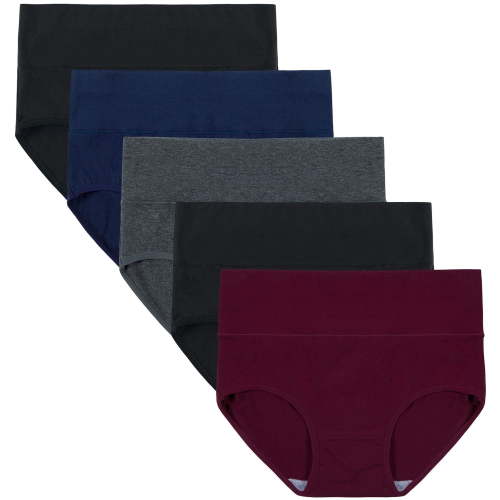 INNERSY Womens Underwear Cotton Briefs High Waisted Postpartum Underwear 5 Pack (3XL, Dark Vintage)