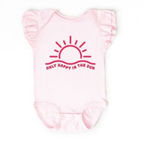 Only Happy In The Sun Puff Print - Baby Flutter Sleeve Bodysuit