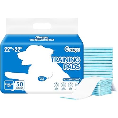 COCOYO Best Value 22"x22" Dog Training Pads 50 Count | Dog Pee Pads | Super Absorbent Puppy Pads,White