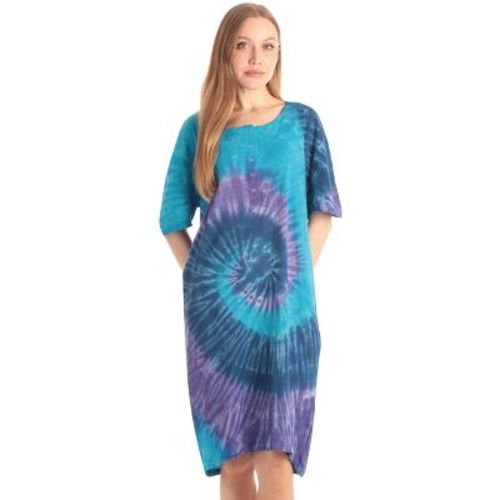 Just Love Short Sleeve Nightgown Sleep Dress for Women (Tie Dye Blue Purple Swirl, Small)