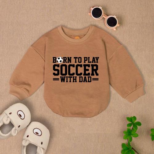 Born To Play Soccer With Dad Baby Romper Short Sleeves, Soccer Gameday Baby Bodysuit, Newborn Baby Romper, New Dad Gift