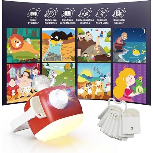 KOKODI Bluetooth Storybook Projector & Nightlight for Kids | Storytime Speaker with 8 Classic Tales, Eye Protection, Auto Sleep Timer, Toddler Toys, Birthday Gifts for Girls Ages 3+