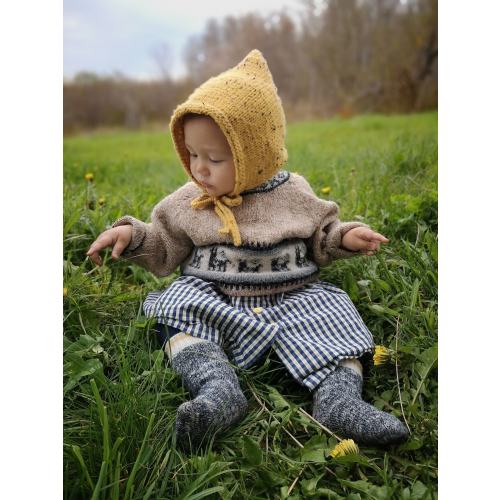 Wool Baby Pixie Bonnet - 6-12 months - Made in Canada