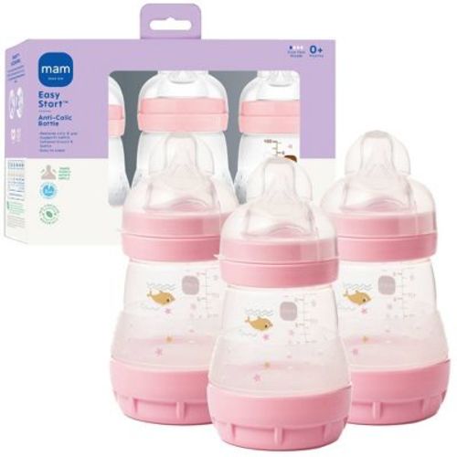 MAM Easy Start Anti-Colic Baby Bottle - Pink - 5oz/3pk: Silicone Nipple, BPA-Free