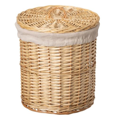 Wickerwise Small Willow Wicker Laundry Basket with Lid Side Handles & Removable Fabric Liner Natural Decorative Storage Hamper