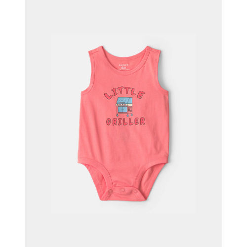 Baby Boy 'Little Griller' Sleeveless Graphic Bodysuit - Coral | Carter's