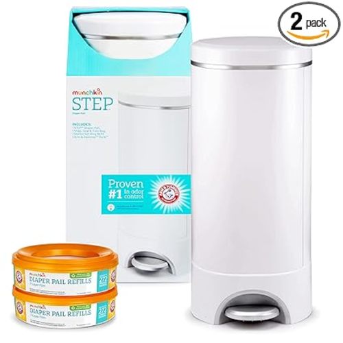 Munchkin® Step Diaper Pail Bundle - Includes Diaper Pail, Refill Rings, Bags and Baking Soda Puck