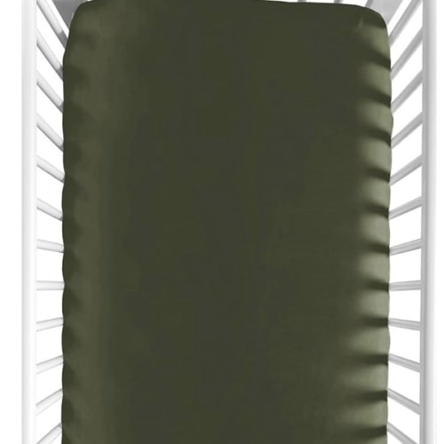 Sweet Jojo Designs Fitted Baby Crib Sheets (Solid Dark Green) for Boys, Infant Nursery, Toddler Room - Standard Size (Hunter, Forest, Olive for The Rustic, Country, Woodland Camo Deer Collection)