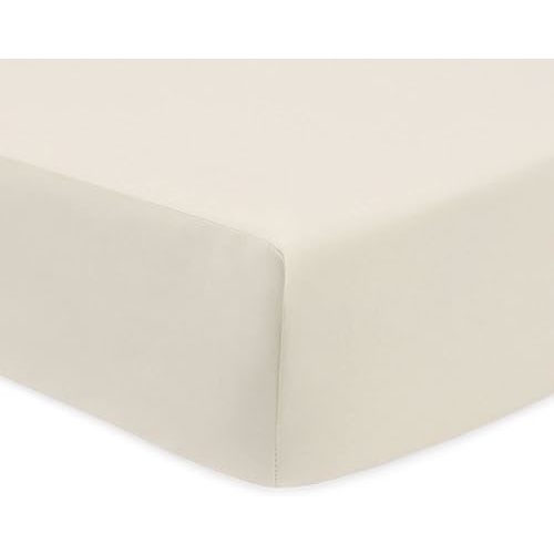 American Baby Company 100% Natural Cotton Percale Fitted Crib Sheet for Standard Crib and Toddler Mattresses, Cream, Soft Breathable, for Boys and Girls
