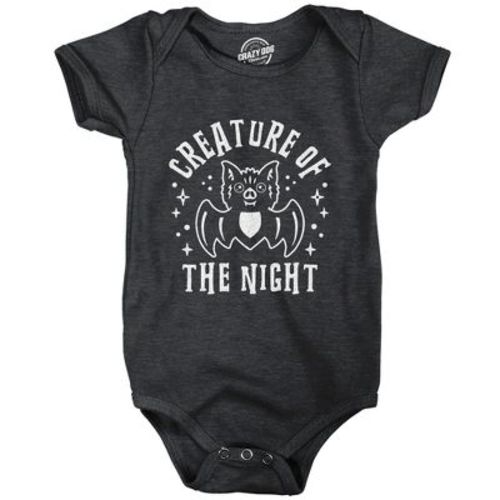 Creature Of The Night Baby Bodysuit Funny Cute Halloween Bat Graphic Jumper For Infants - Crazy Dog Baby Bodysuit Black 6 Months