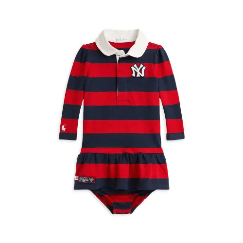 Polo Ralph Lauren Baby Girl's New York Yankees™ Rugby-Striped Cotton Dress & Bloomers Set