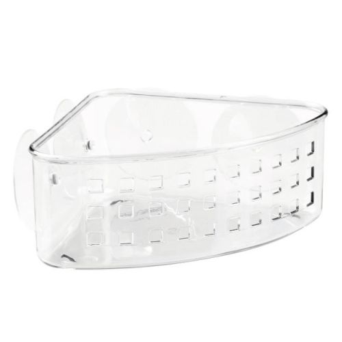 iDESIGN Plastic Bathroom Suction Holder Shower Organizer Corner Basket