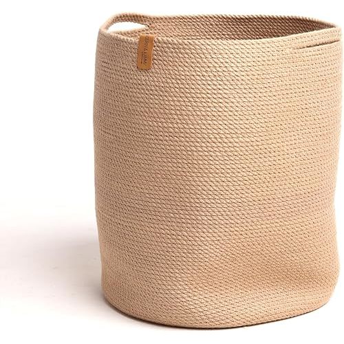 VOLIRIN & KAMMV Round Wicker Storage Jute Basket (Natural, Large)