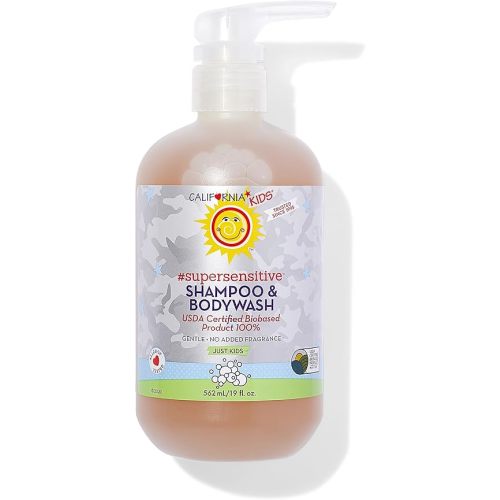 California Kids Shampoo + Kids Body Wash 2-in-1 | Super Sensitive (Unscented) | Gentle Skin Care | 100% Plant-Based | Hypoallergenic | 19 oz.