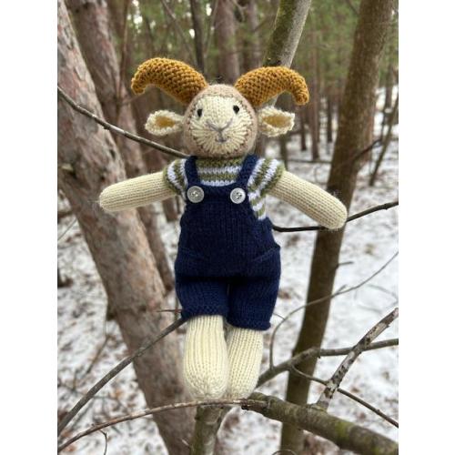 Hand Knit and Stuffed Ram doll "Ramsey"