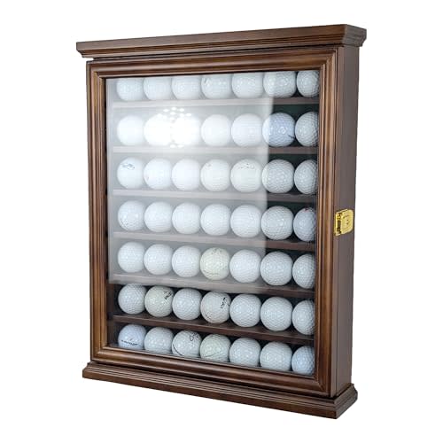 ARRRAWIS Premium Golf Ball Display Case - Wall Mounted Hole in One Golf Ball Holder Display, Ideal for Golf Enthusiasts - Spacious Secure, Exceptional Craftsmanship Walnut Color