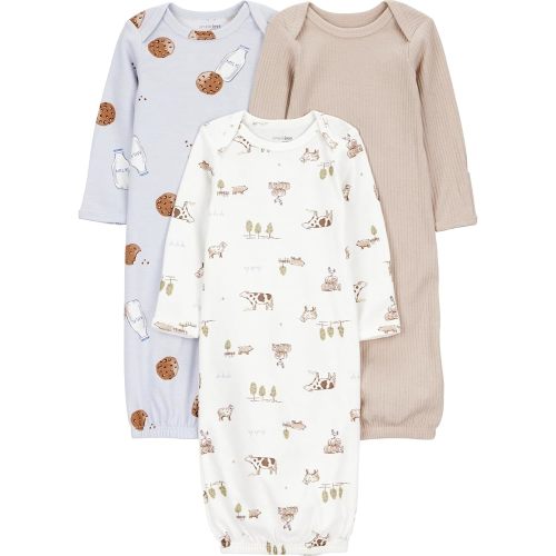 Simple Joys by Carter's unisex-baby 3-pack Neutral Cotton Sleeper Gown