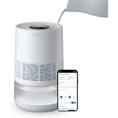BLUEAIR Premium Smart Humidifier for Large Rooms, Bedrooms, Better Sleep with Evaporative Invisible Mist Tech, Auto Humidify, Easy Top Fill, Smart Control with App, Touchscreen, 3.5L Tank for 48 hours
