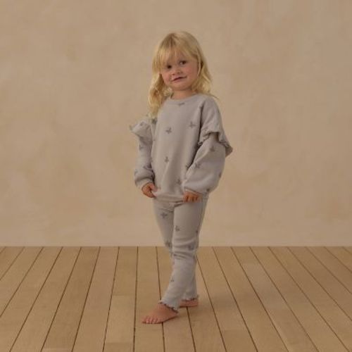 Toddler Girls' 2pc Juniper Shore Butterflies Fleece Sweatshirt and Leggings Set - Dusty Blue 2T