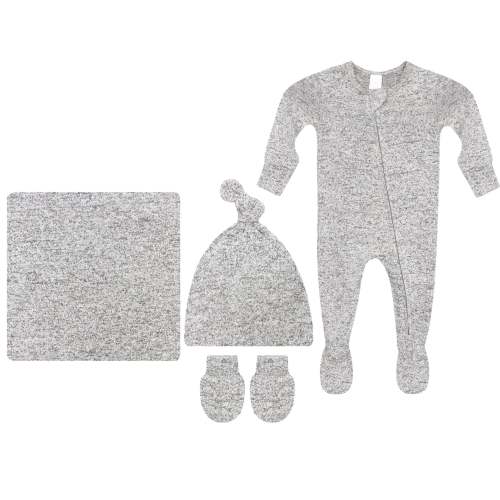 Sam Plush Knit Newborn Hat Bundle + Zipper Footie