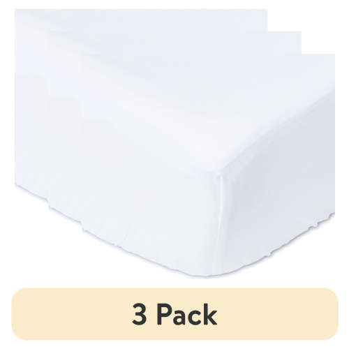 (3 pack) Parent's Choice 100% Cotton Infant Fitted Crib Sheet, Solid White