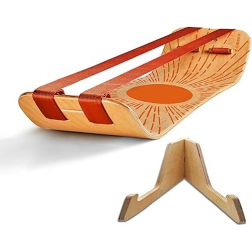 GIBBON SlackBoard Plus & Stand - 2-in-1 Slackline Balance Board for Adults - Workout Equipment Home Gym Training - Wooden Balance Trainer, Standing Desk Exercise, Yoga, Agility, Pilates, Core, Fitness