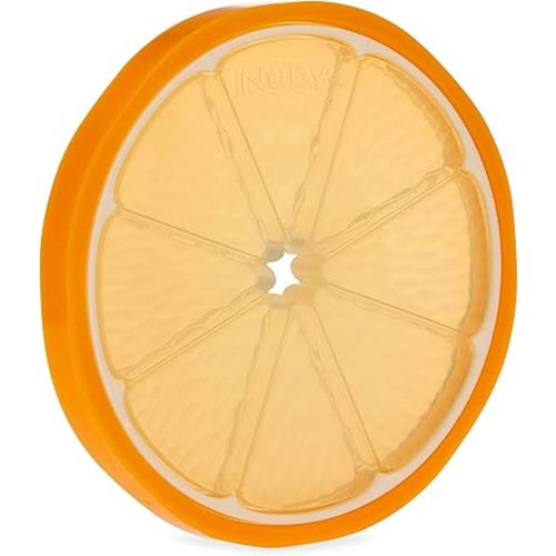 Nuby 100% Silicone Fruit Teether, Orange, 3M+