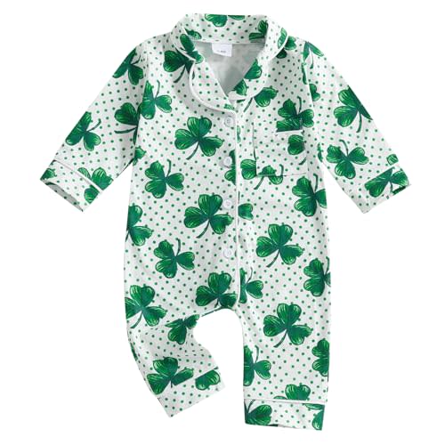 Balaflyie Baby Girl Button Down Pajamas Romper One-Piece Jumpsuit Long Sleeve Sleeper Infant Sleepwear