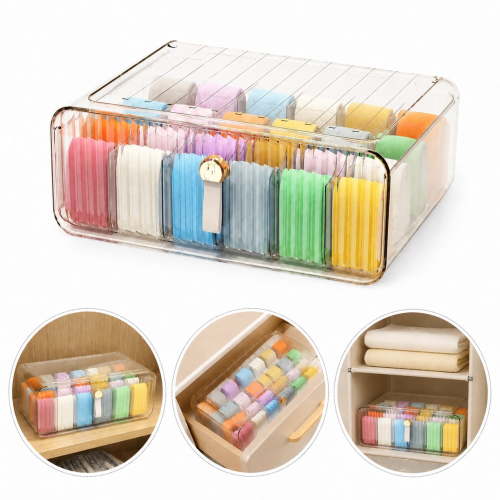 Clear Acrylic Drawer Organizer, 24‑Compartment Stackable Storage Bins with Removable Dividers for Closet & Dresser, for Socks, Underwear and Baby Clothing