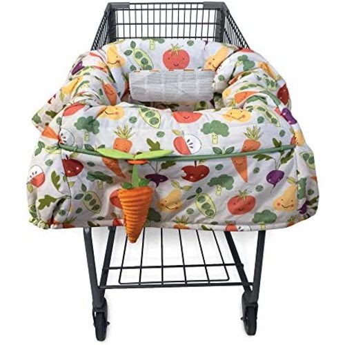 Boppy Shopping Cart and High Chair Cover | 2-Point Safety Belt | Wipeable, Machine Washable | 6-48 Months | Multi-Color Farmers Market Veggies with Attached Plush Carrot Toy