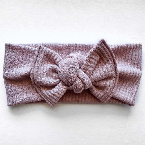 French Rose Ribbed : Flat Bow Headband – Turbans For Tots