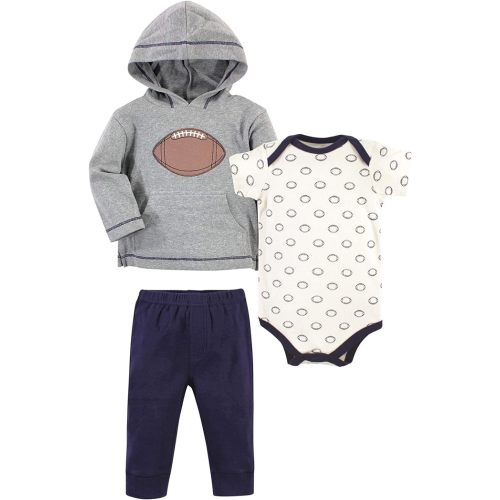 Hudson Baby Unisex Baby Cotton Hoodie, Bodysuit or Tee Top and Pant Set