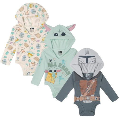 STAR WARS Baby 3 Pack Hooded Cosplay Bodysuits Newborn to Infant Sizes (Newborn - 24 Months)