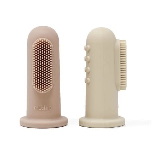 mushie Baby Finger Toothbrush (Blush/Shifting Sand) 2-Pack