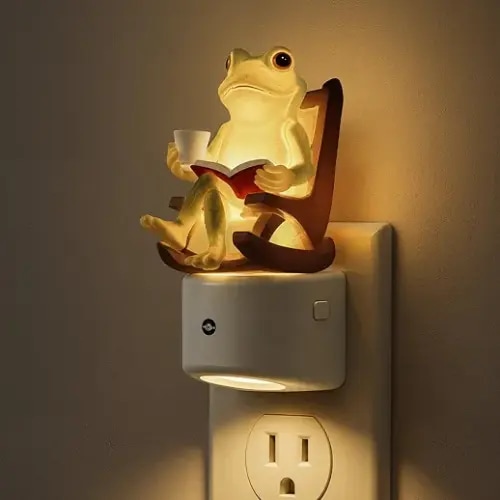 L LOHAS LED Plug-in Night Light for Kids, Cute Frog, 3000K Soft White | LED Night Light with Dusk to Dawn Sensor, Christmas, Birthday Gift Nightlight for Girls & Kids, Room Decor 1Pack