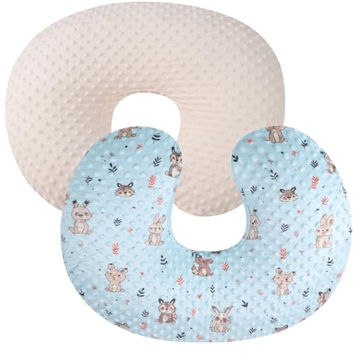Dot Nursing Pillow Cover Set 2 Pack Nursing Pillow Slipcovers | Ultra Soft Breathable Compatible with Boppy Pillow,Standard Pillow for Baby Boy Girl Cream, Rabbit