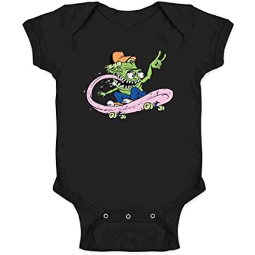 Funny Skateboard Monster Retro Infant Bodysuit for Cool Babies Black 6M