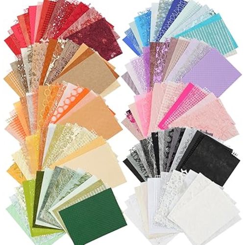 160 Sheets Textured Scrapbook Paper and Mesh Fabric Assorted Set