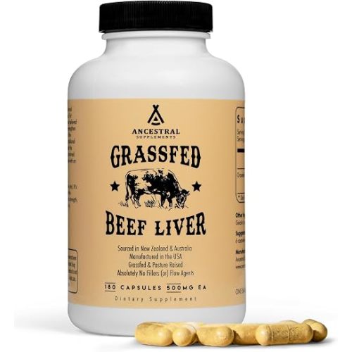 Ancestral Supplements Beef Liver Support Capsules, Iron & Energy, 180 Ct