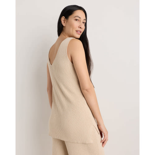 Cotton Cashmere Maternity and Nursing V-Neck Tank - Maternity in Heather Oatmeal