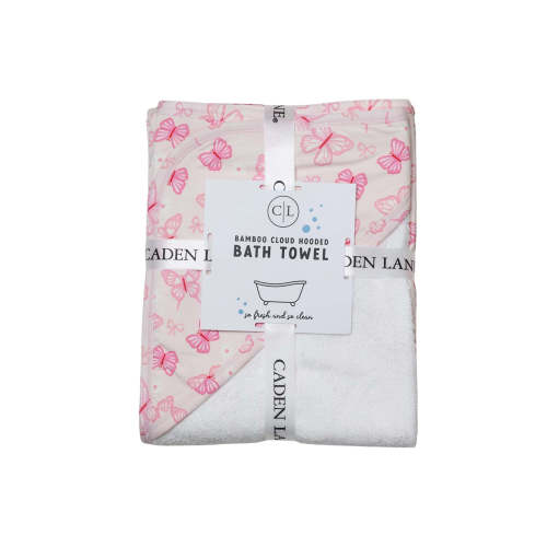 Embroidered Bamboo Hooded Towel in Blooming Butterflies | Caden Lane