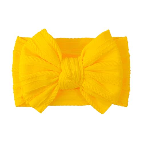 LemonSpace Handmade Baby Girls Headbands Soft Stretchy Nylon Hair Bands Hair Accessories with Bows for Newborn Baby Girls Infant Toddlers Kids(Yellow)