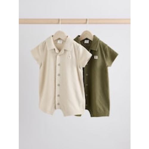 Buy Neutral/Khaki Textured Baby Rompers 2 Pack from Next USA