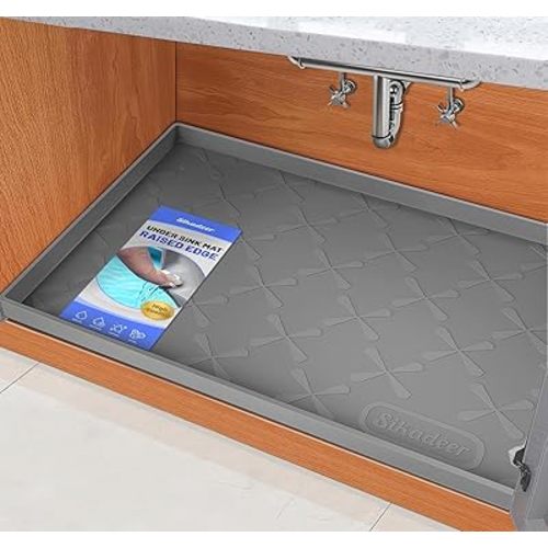 SIKADEER 40" x 19" Under Sink Mat Waterproof, Silicone Mat Kitchen Drawer Shelf and Cabinet Liner, Sink Protector for Kitchen Organizers and Storage, Boot Tray Pet Food Mats