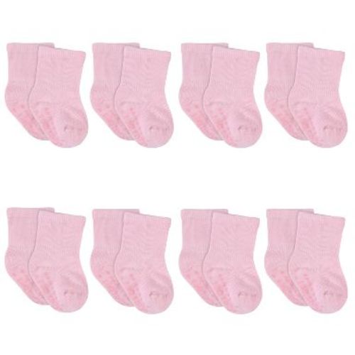 Gerber Baby Girls' Wiggle-Proof™ Jersey Crew Socks - Light Pink - 24 Months - 8-Pack